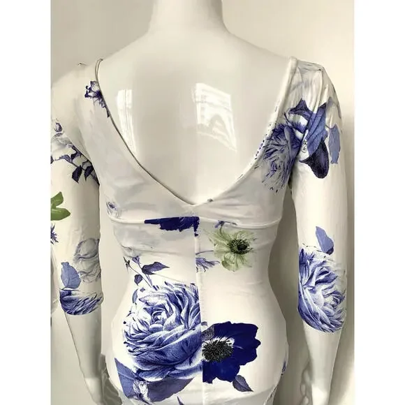 Roberto Cavalli S Multicolor Floral Jersey V-Neck Snake Head Brooch Dress IT-38 - Picture 9 of 9